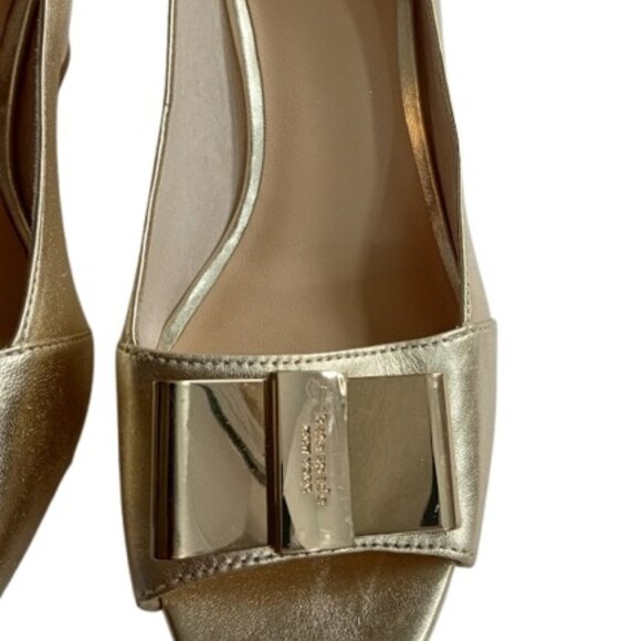 Kate Spade NY Womens Candace Open Toe Bow Wedges Gold 9M - Picture 3 of 7